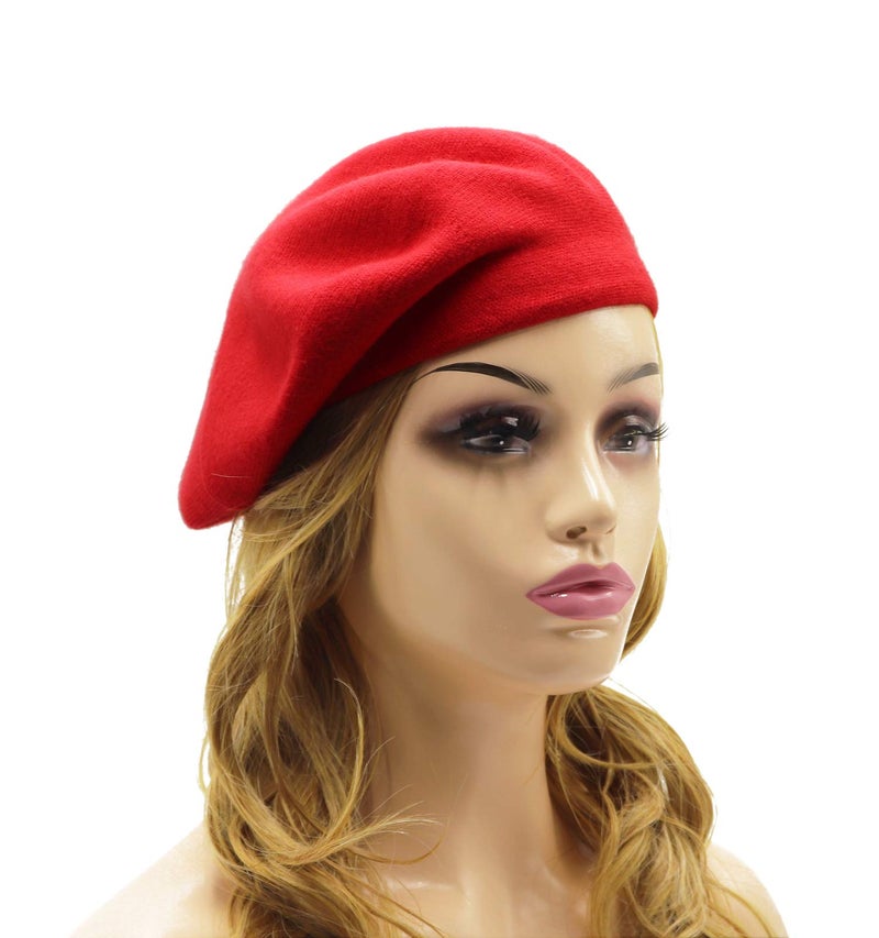 Wheebo French Beret Hat, Reversible Solid Color Beret Cap for Womens Girls Lady Adults (Red) - Image 2